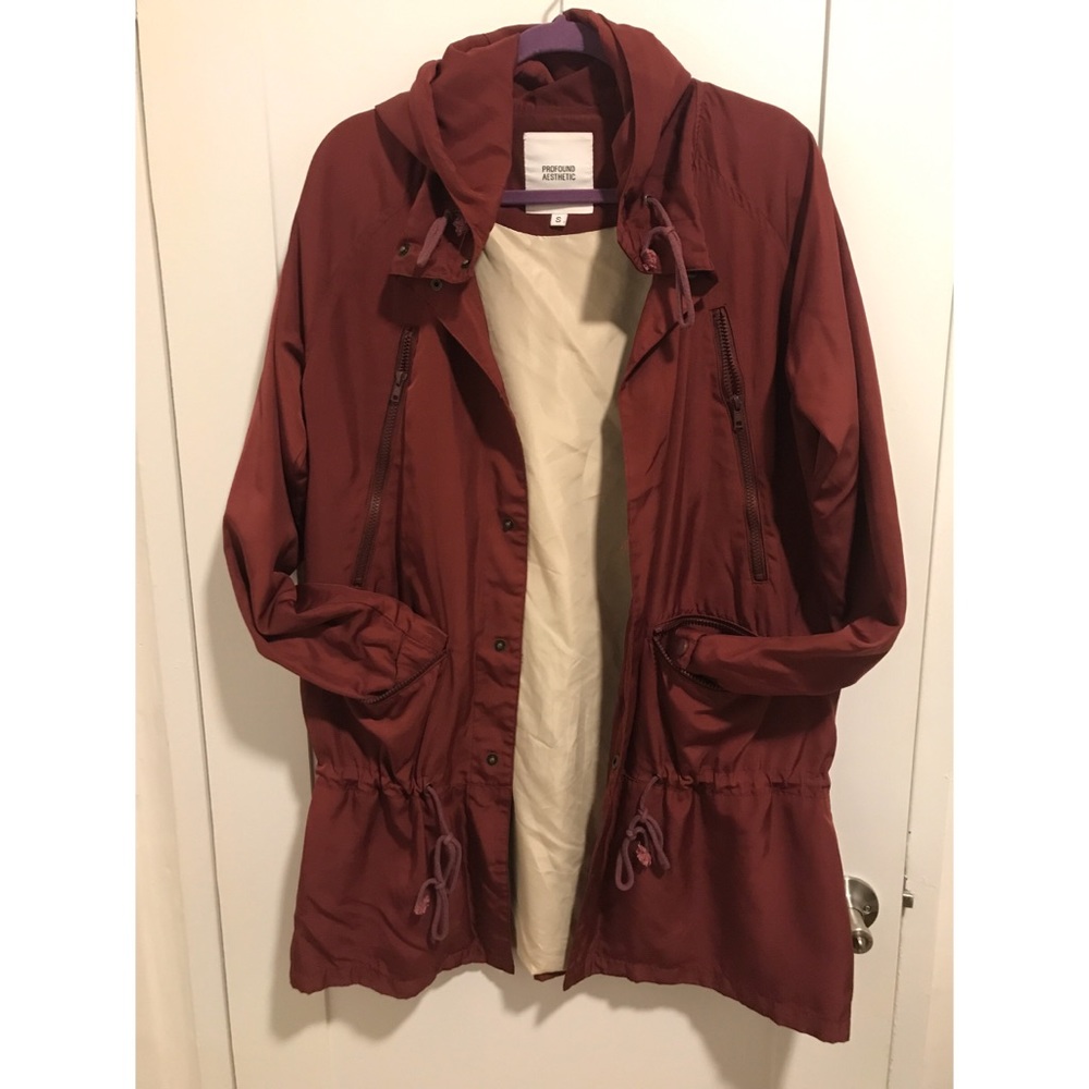 Profound Aesthetic Military Maroon Raincoat